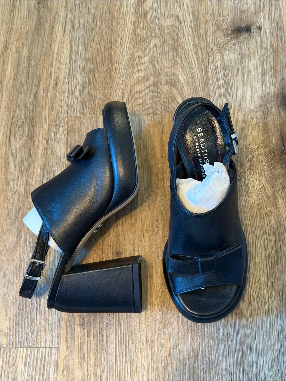 New Beautiisoles Black Chunky Heel Size 7